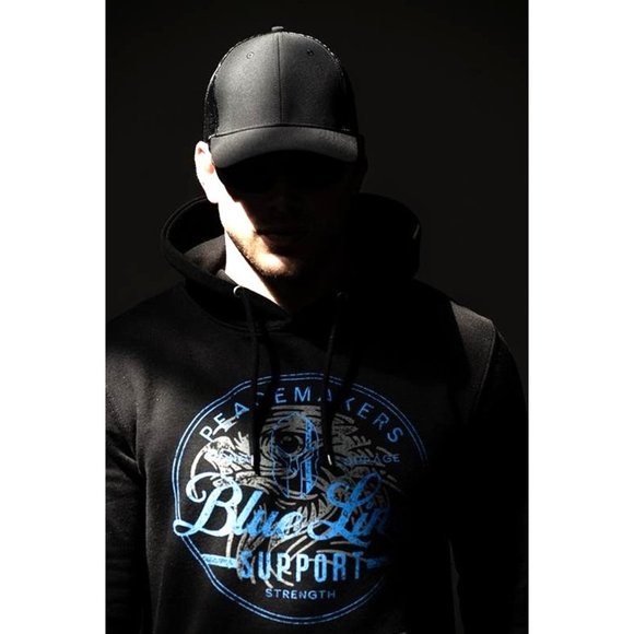HOWITZER MENS BLUE 'BACK THE BLUE' DISTRESSED GAPHIC HOODIE - NWOT - - Picture 7 of 9